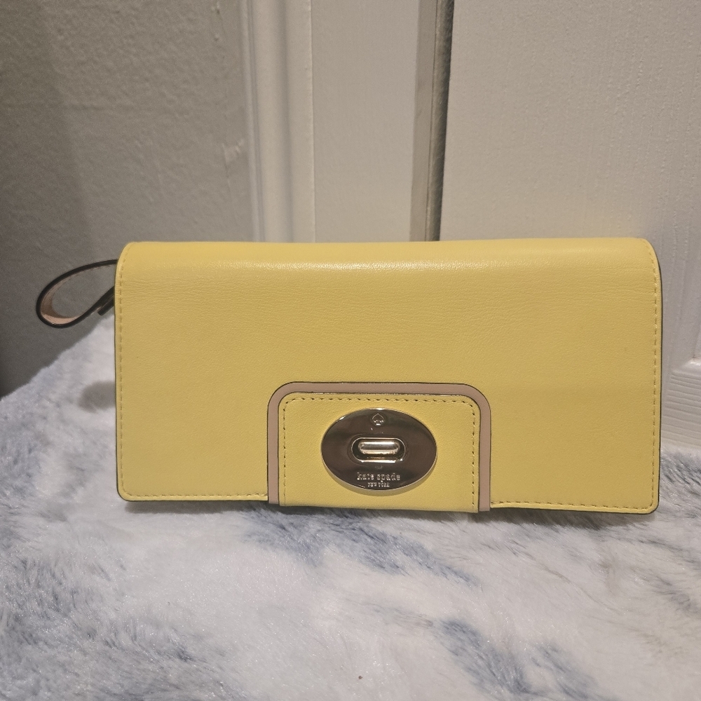 Kate Spade Women's Yellow Leather Clutch Wallet